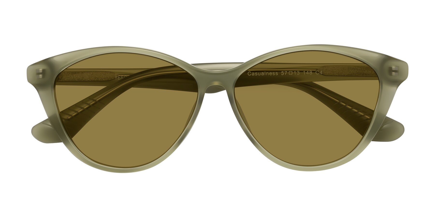 Folded Front of Casualness in Olive with Brown Polarized Lenses