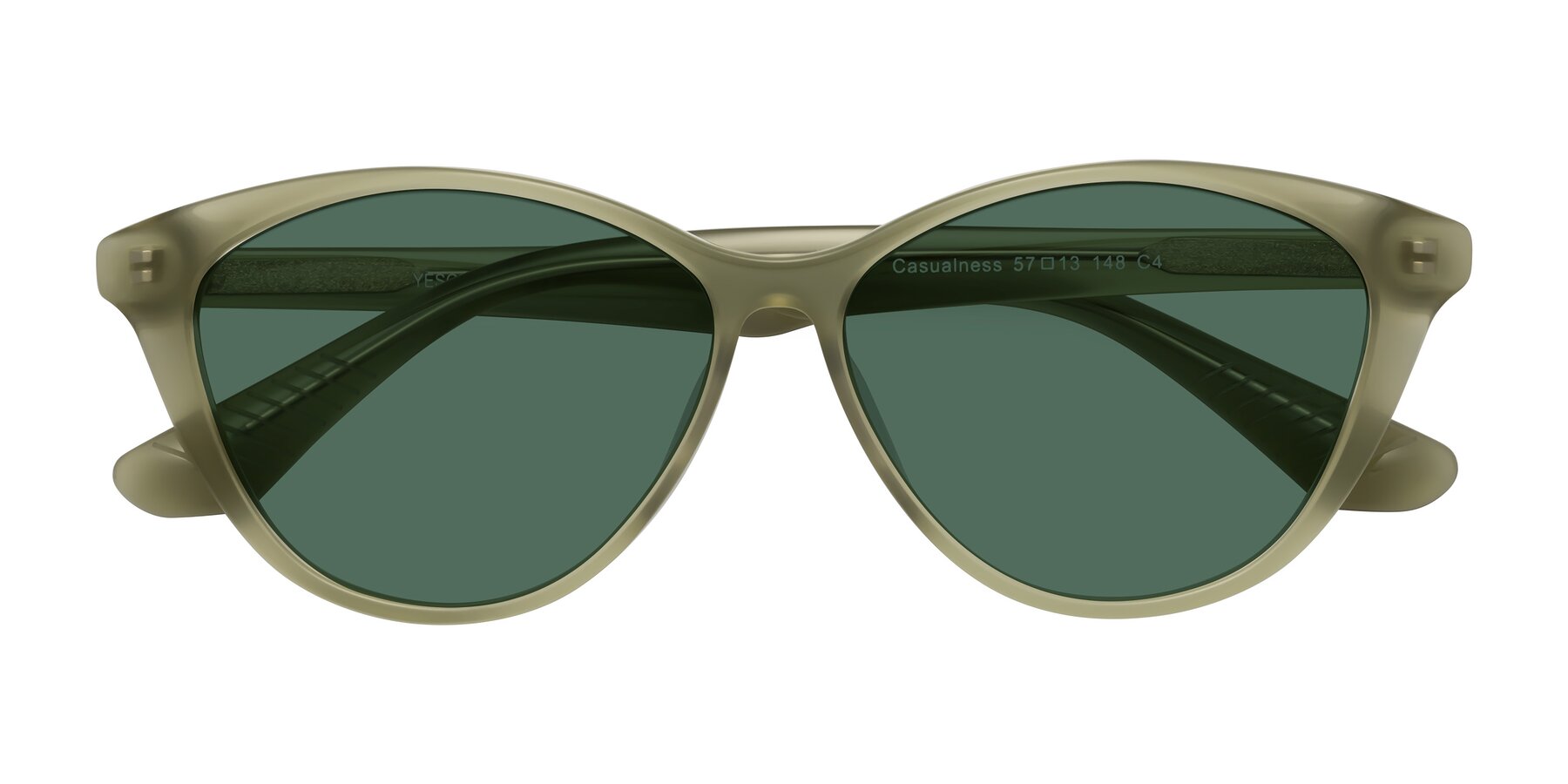 Folded Front of Casualness in Olive with Green Polarized Lenses