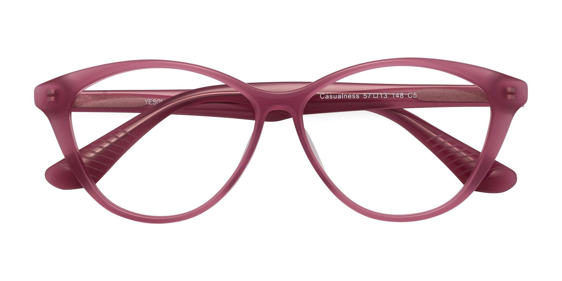 Folded Front of Casualness in Pink with Clear Eyeglass Lenses