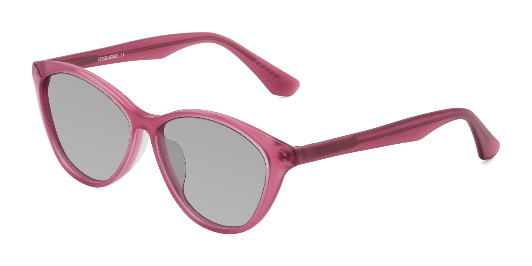 Angle of Casualness in Pink with Light Gray Tinted Lenses