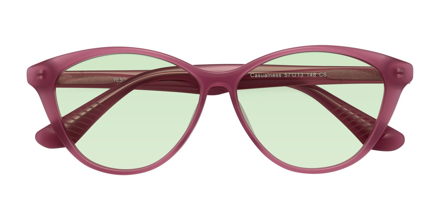 Folded Front of Casualness in Pink with Light Green Tinted Lenses