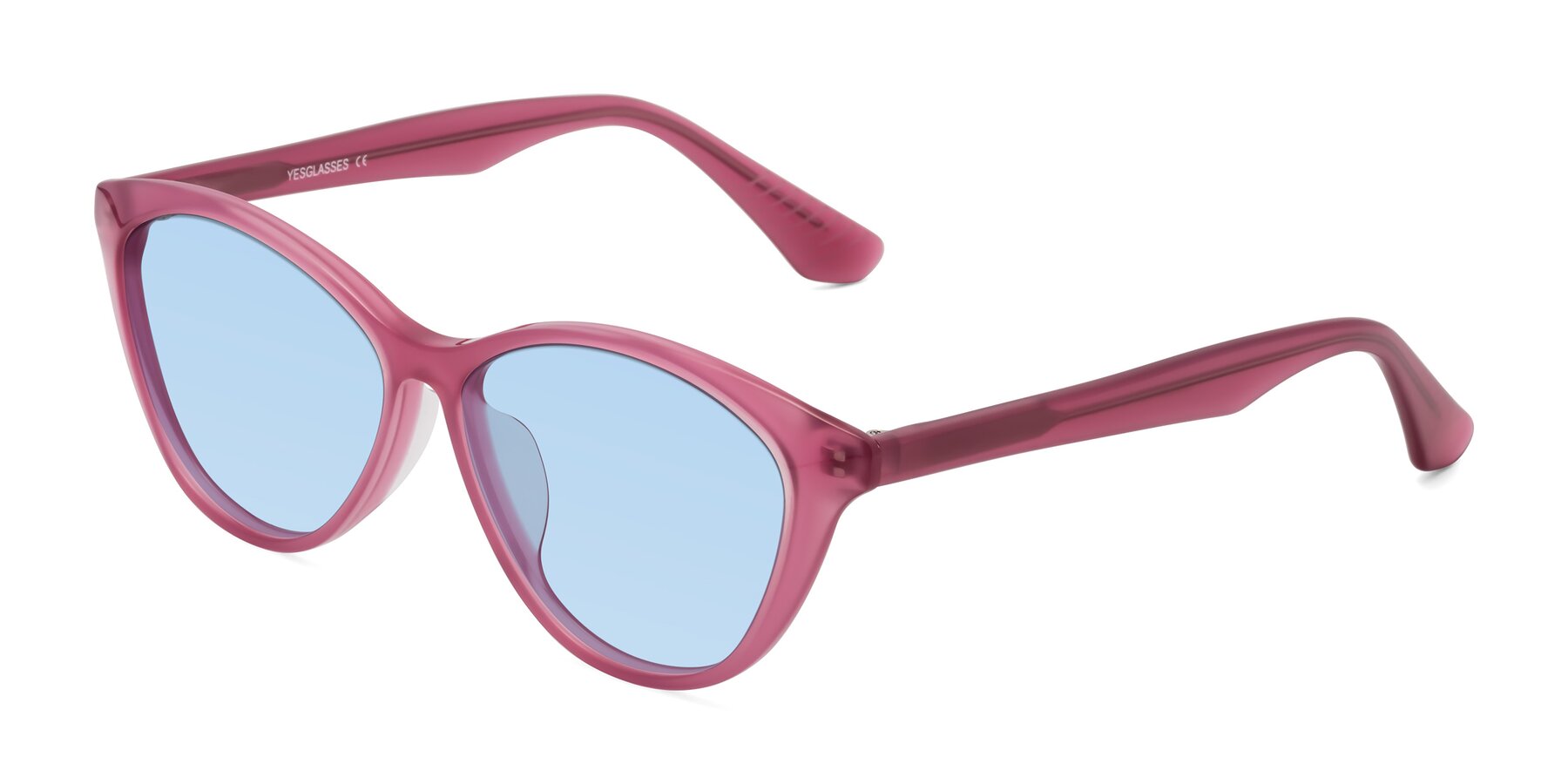 Angle of Casualness in Pink with Light Blue Tinted Lenses