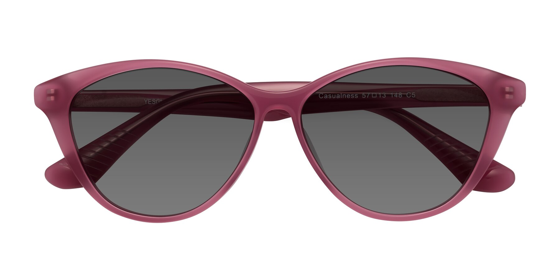 Folded Front of Casualness in Pink with Medium Gray Tinted Lenses