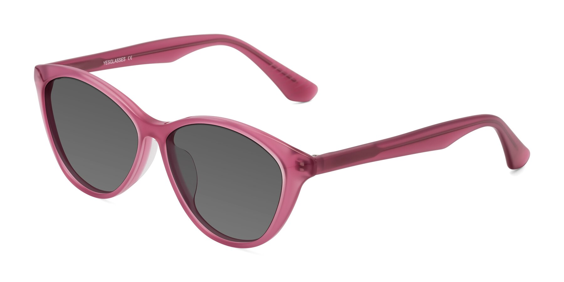 Angle of Casualness in Pink with Medium Gray Tinted Lenses