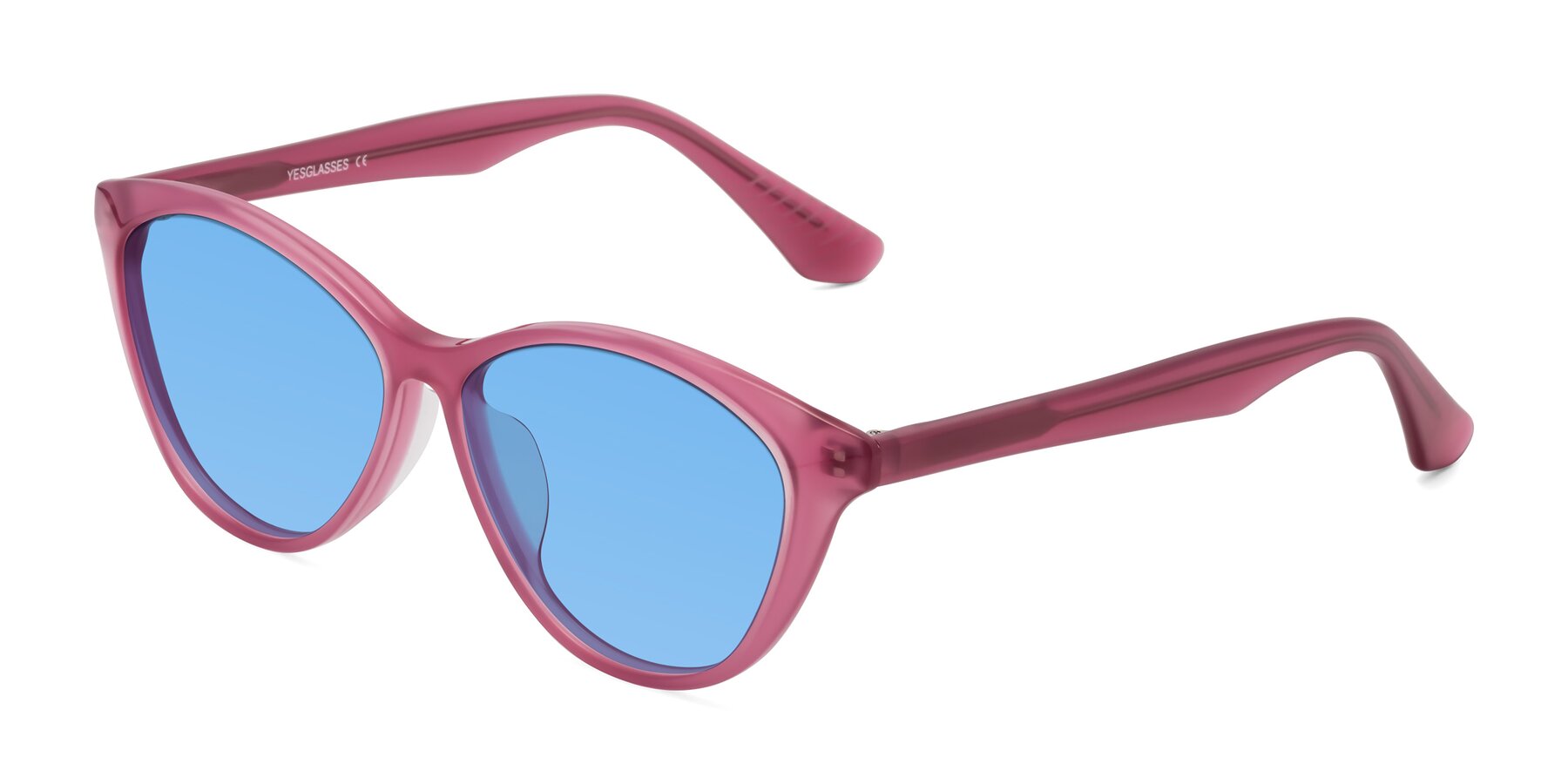 Angle of Casualness in Pink with Medium Blue Tinted Lenses