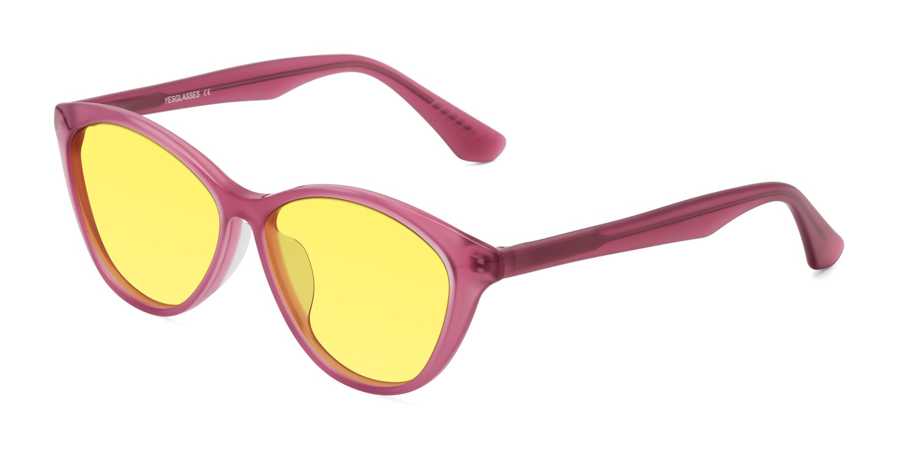 Angle of Casualness in Pink with Medium Yellow Tinted Lenses