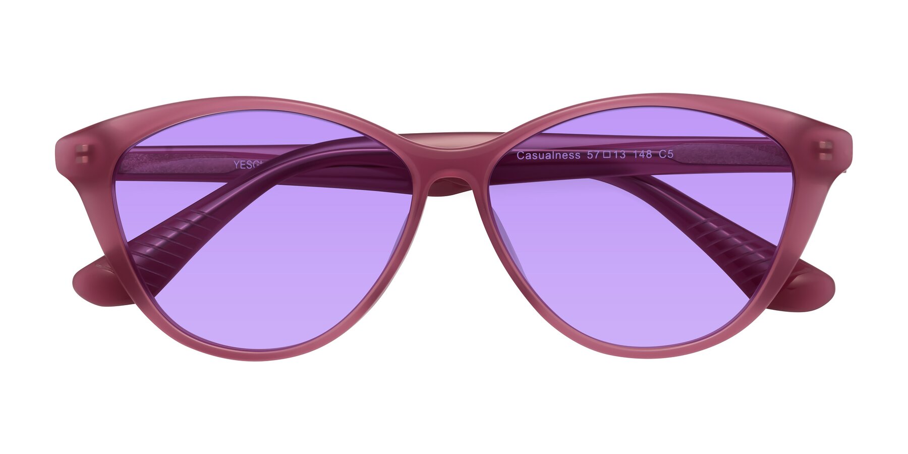 Folded Front of Casualness in Pink with Medium Purple Tinted Lenses