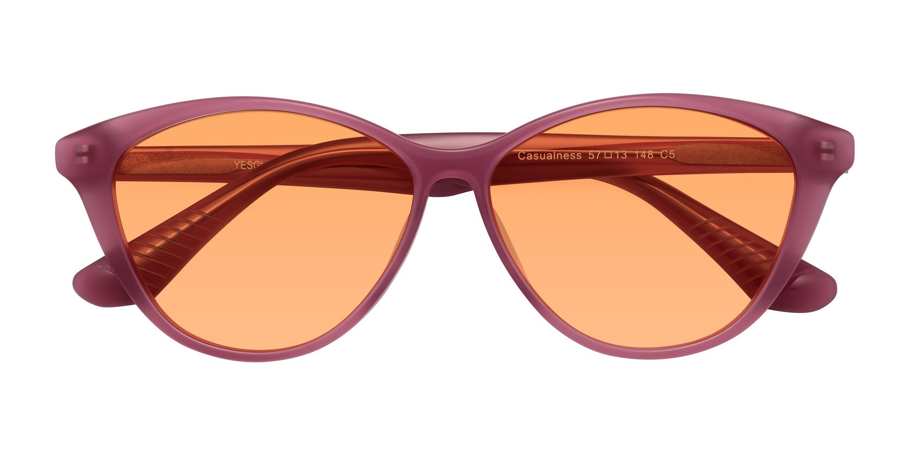 Folded Front of Casualness in Pink with Medium Orange Tinted Lenses