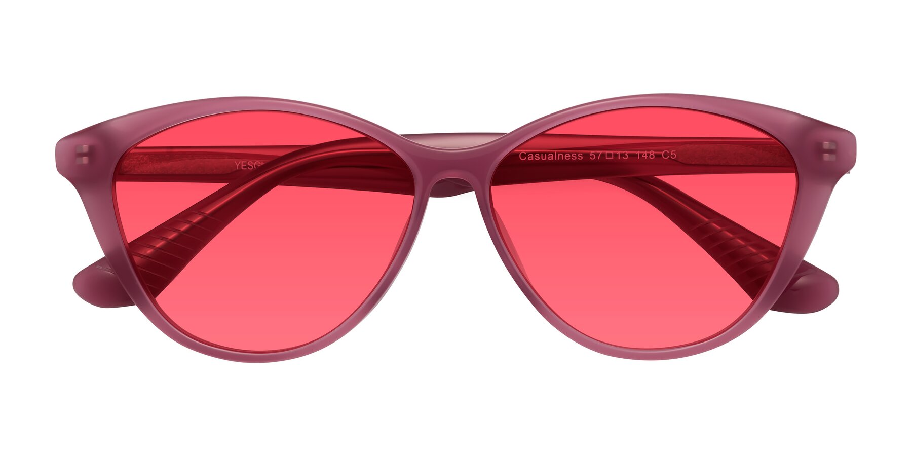 Folded Front of Casualness in Pink with Red Tinted Lenses