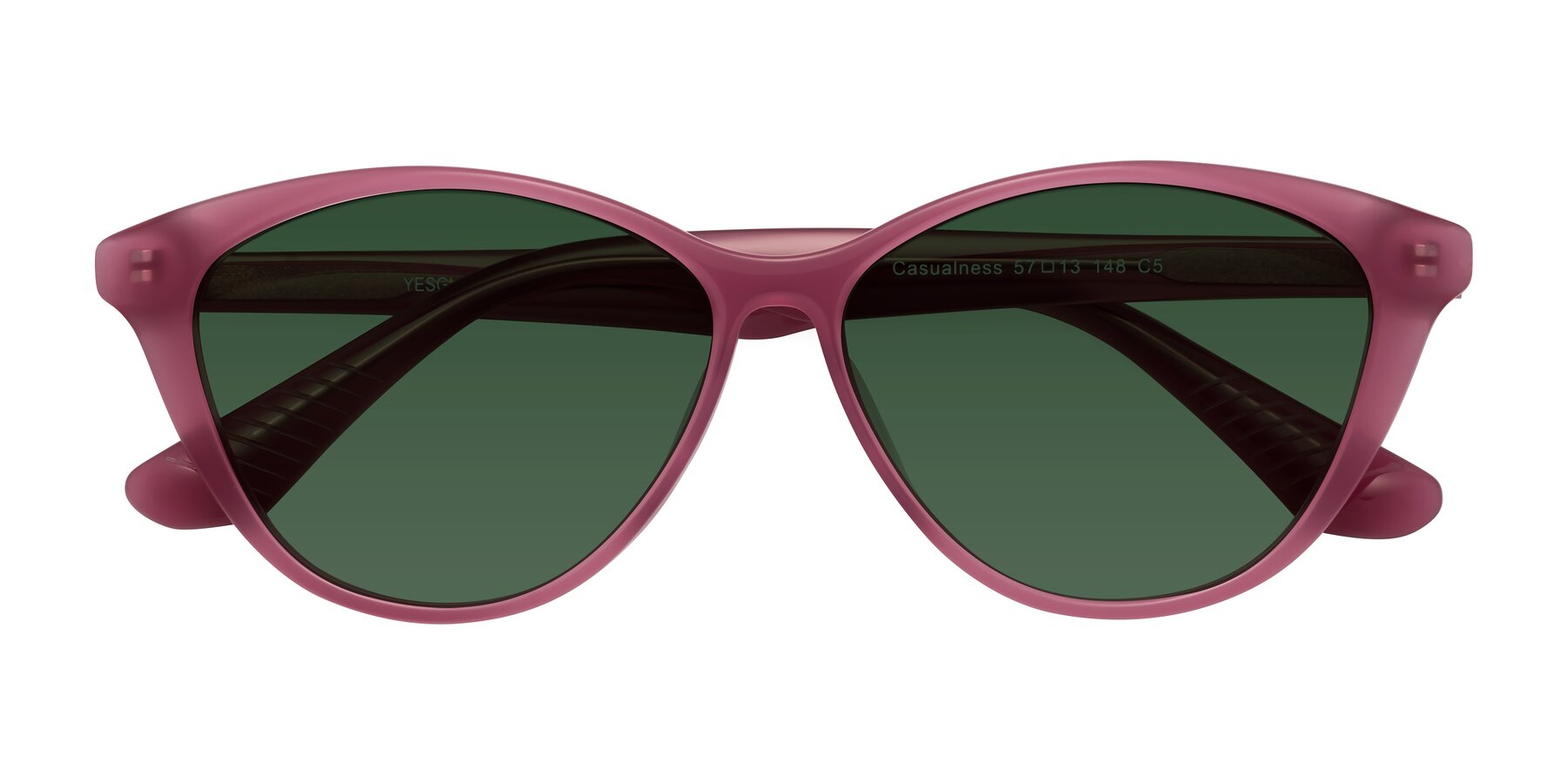 Folded Front of Casualness in Pink with Green Tinted Lenses