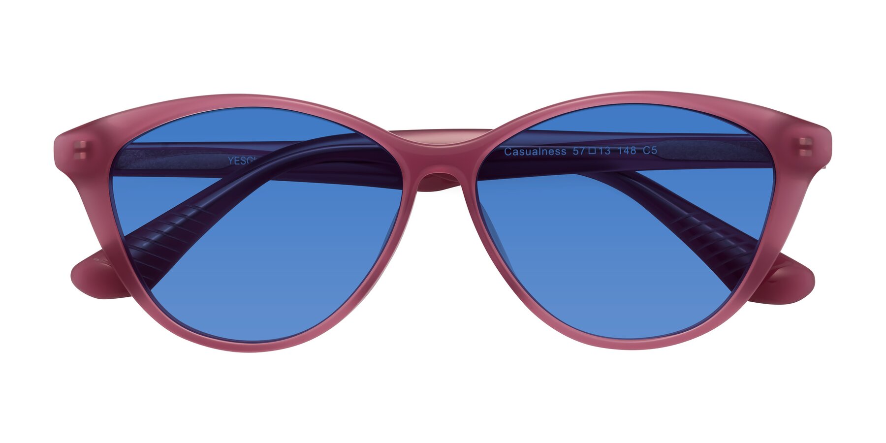 Folded Front of Casualness in Pink with Blue Tinted Lenses