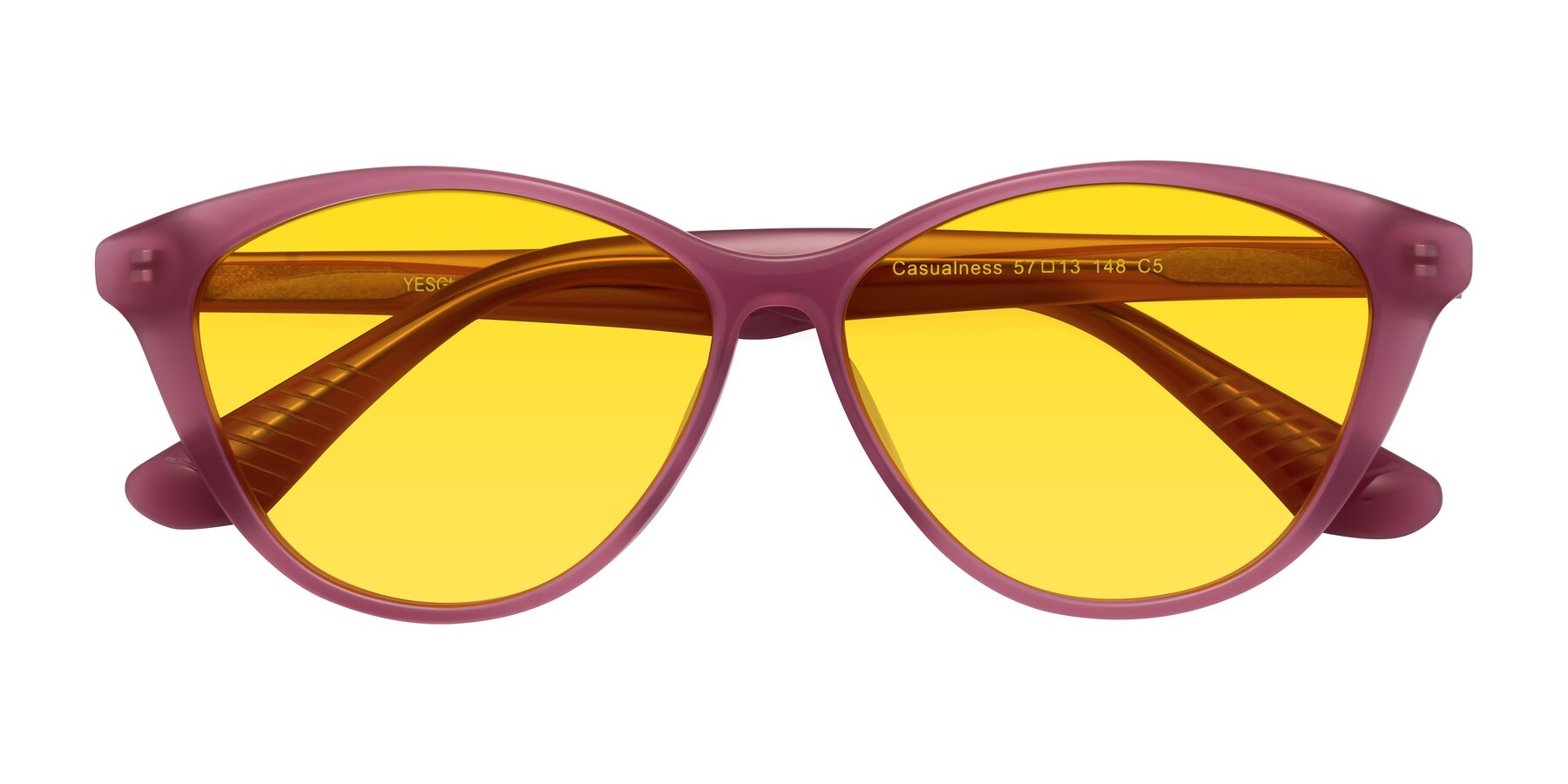 Folded Front of Casualness in Pink with Yellow Tinted Lenses