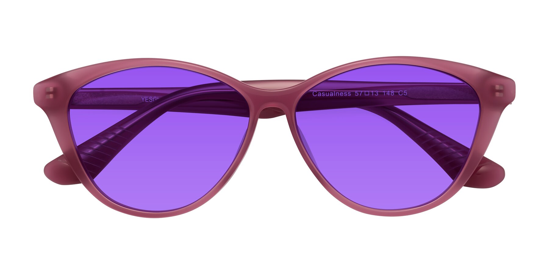 Folded Front of Casualness in Pink with Purple Tinted Lenses