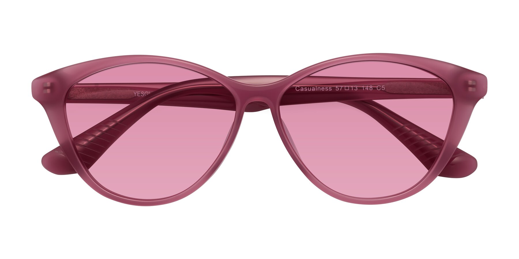 Folded Front of Casualness in Pink with Medium Wine Tinted Lenses