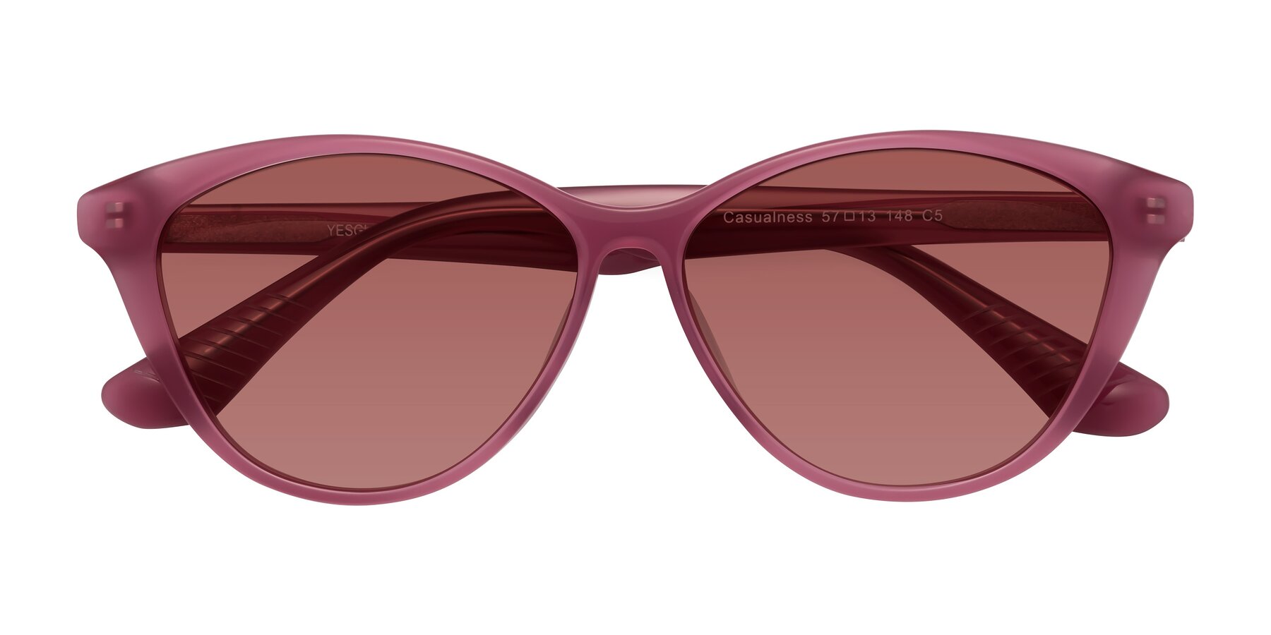 Folded Front of Casualness in Pink with Garnet Tinted Lenses