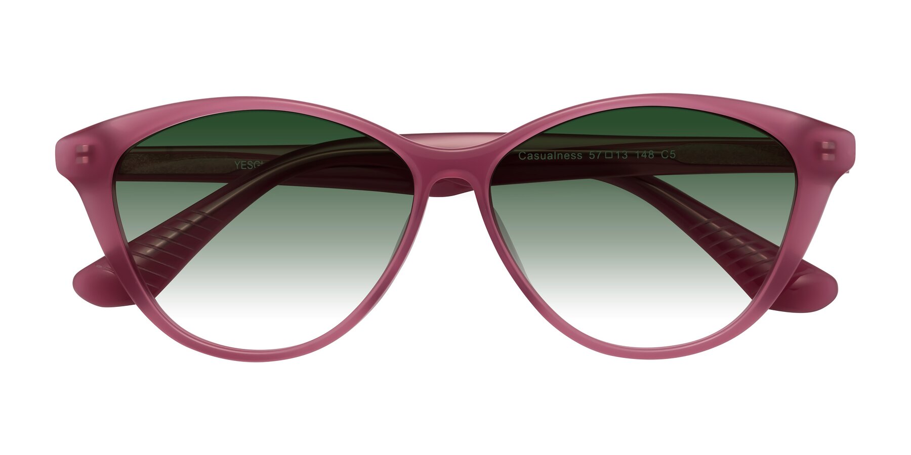 Folded Front of Casualness in Pink with Green Gradient Lenses