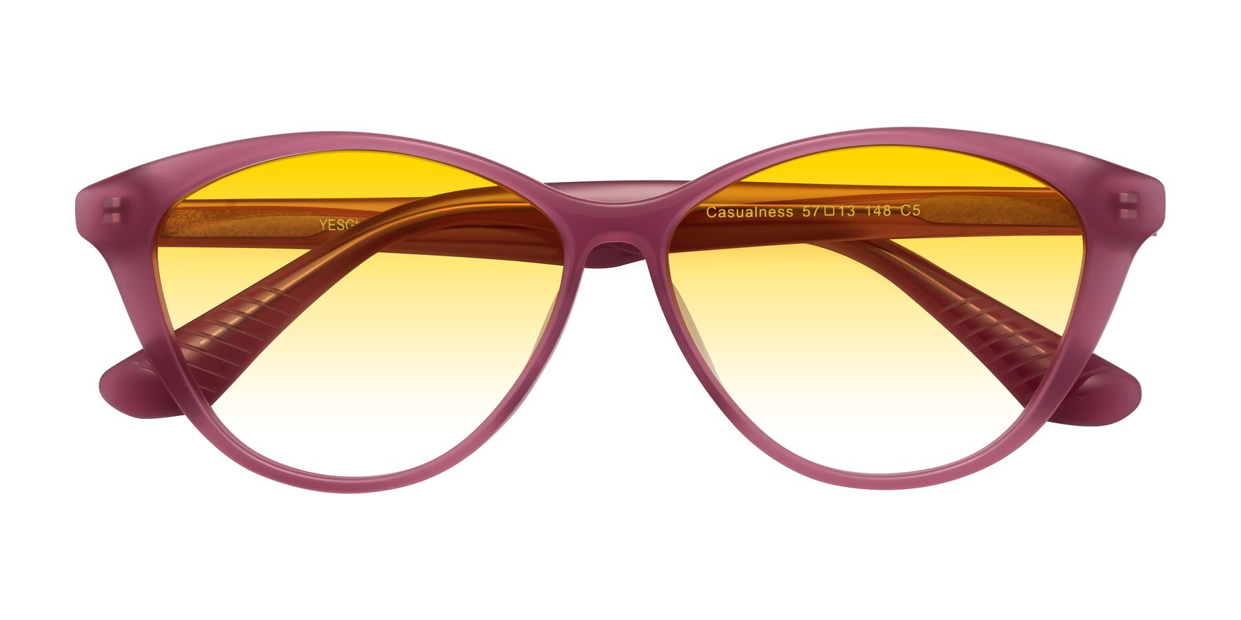 Folded Front of Casualness in Pink with Yellow Gradient Lenses