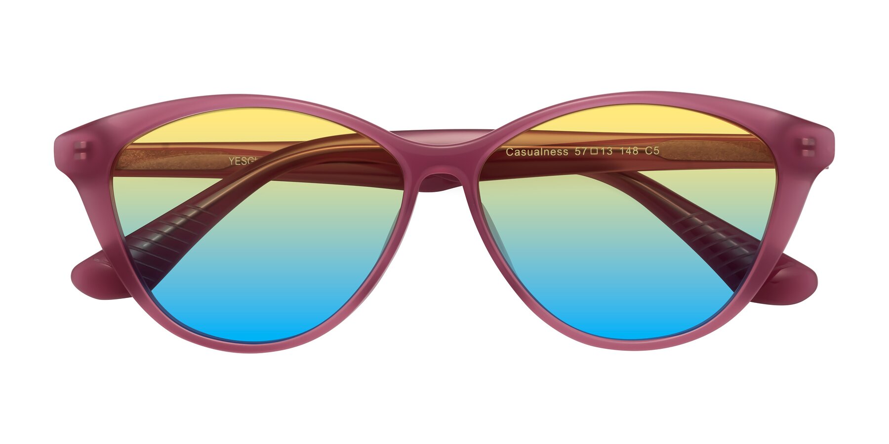 Folded Front of Casualness in Pink with Yellow / Blue Gradient Lenses