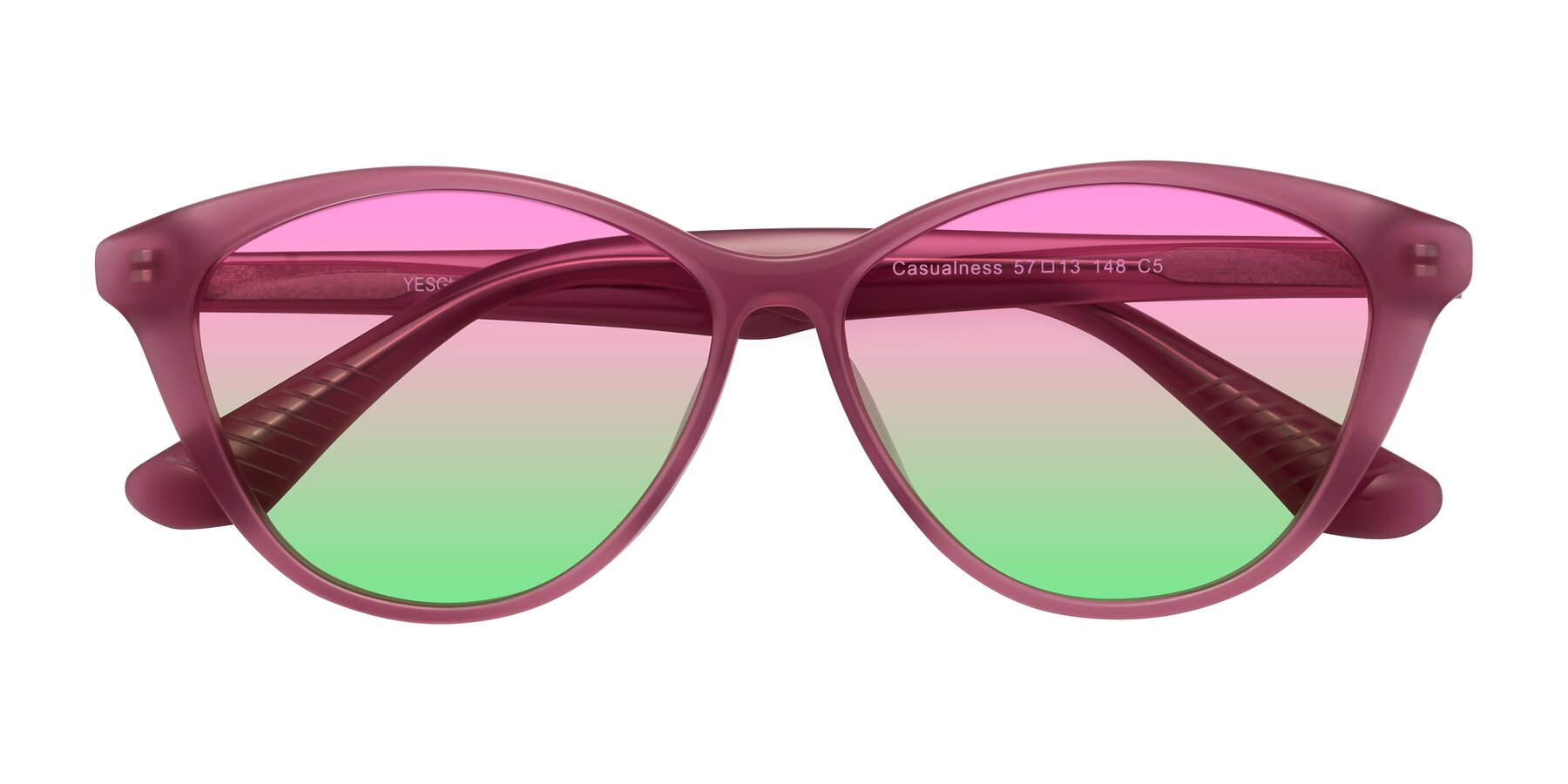 Folded Front of Casualness in Pink with Pink / Green Gradient Lenses