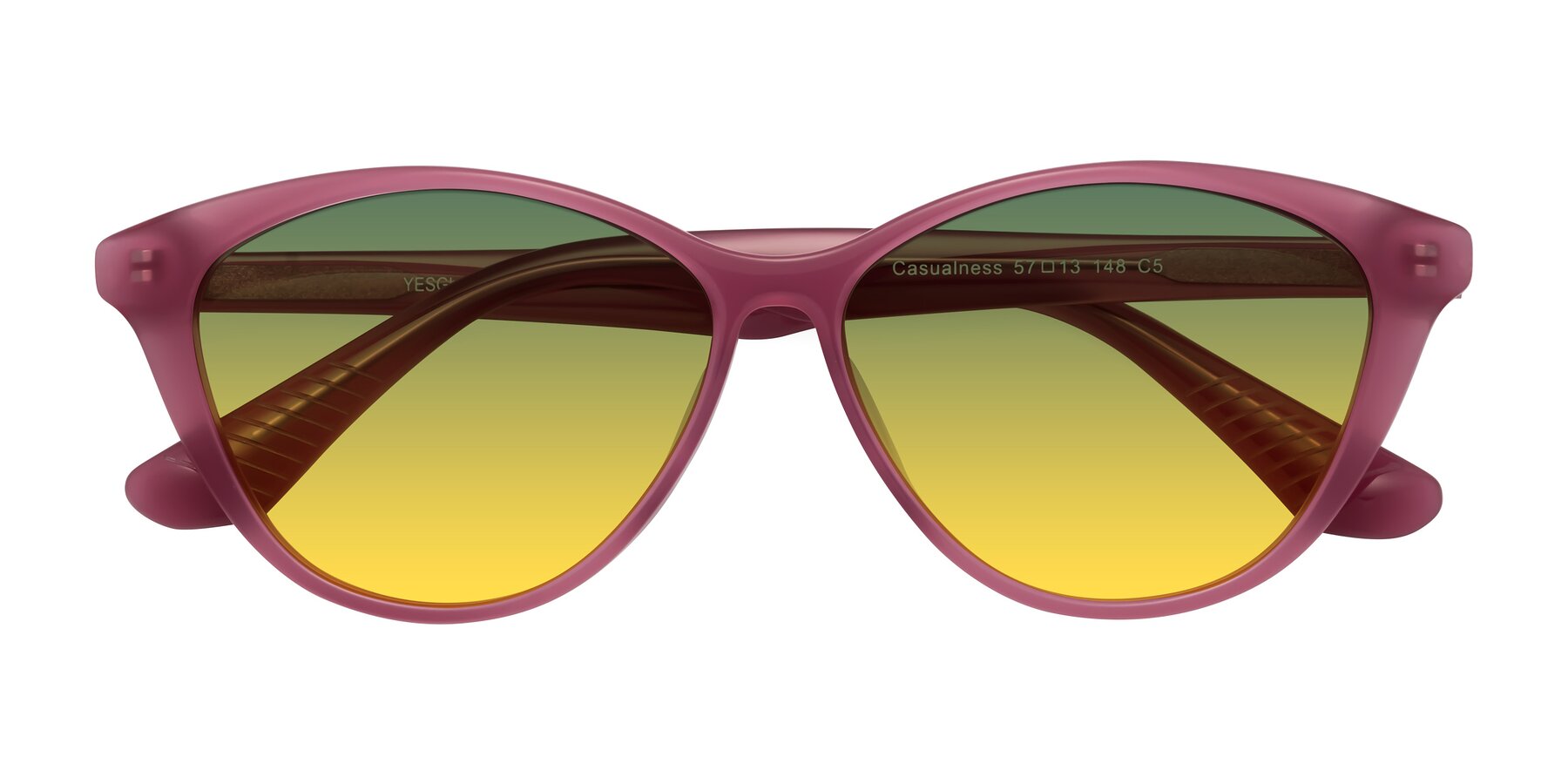 Folded Front of Casualness in Pink with Green / Yellow Gradient Lenses