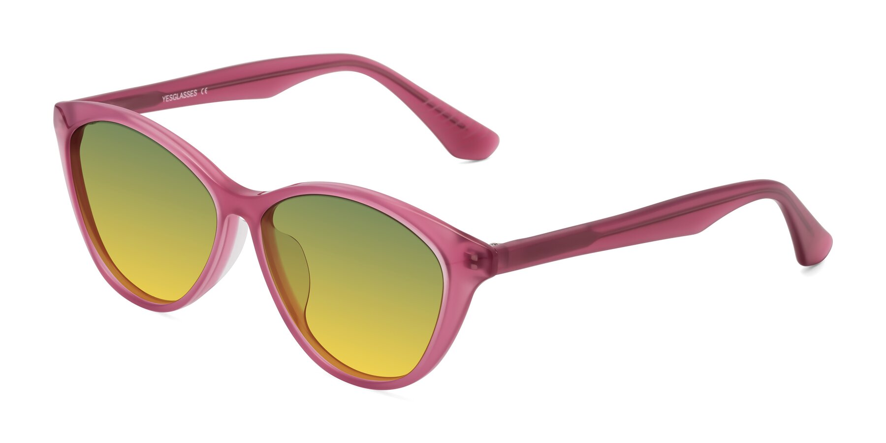 Angle of Casualness in Pink with Green / Yellow Gradient Lenses