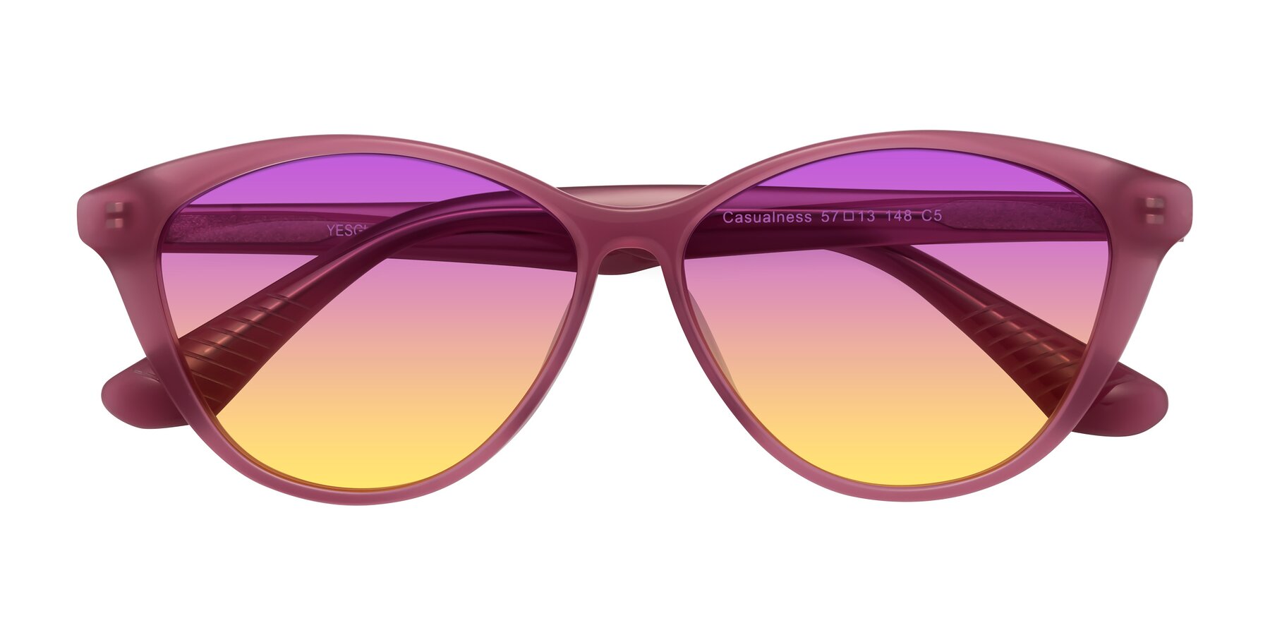 Folded Front of Casualness in Pink with Purple / Yellow Gradient Lenses