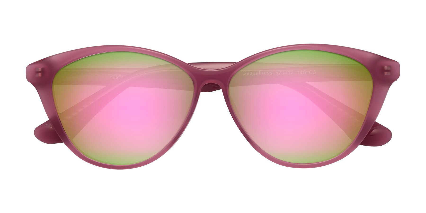 Folded Front of Casualness in Pink with Pink Mirrored Lenses