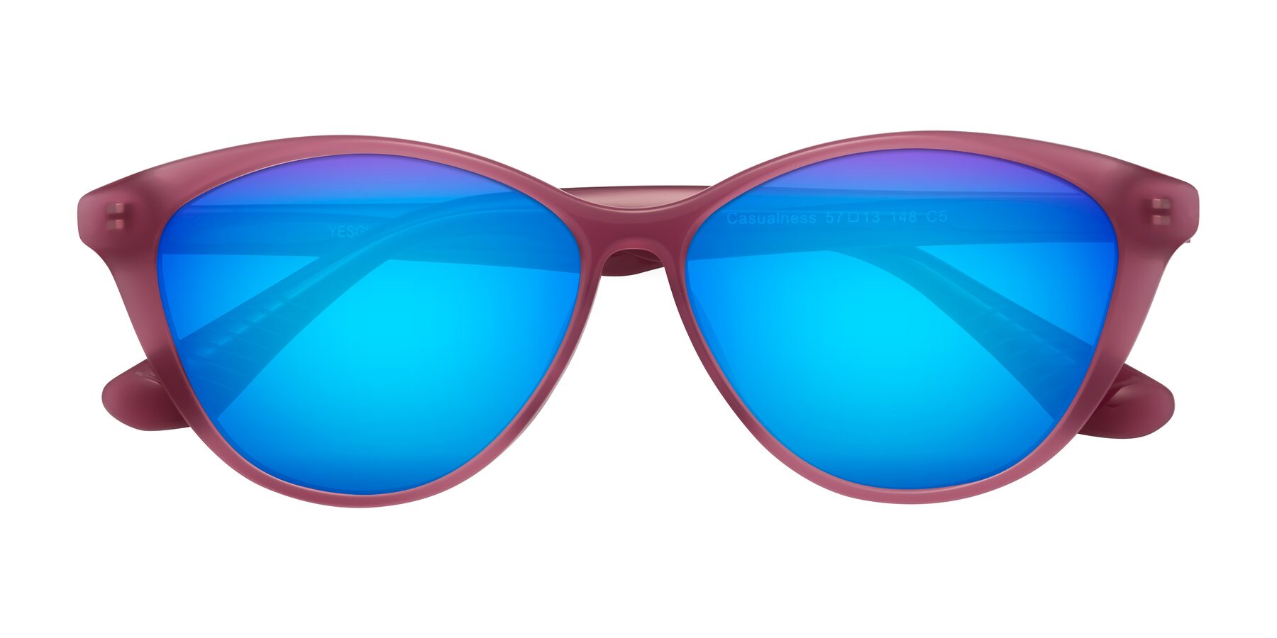 Folded Front of Casualness in Pink with Blue Mirrored Lenses