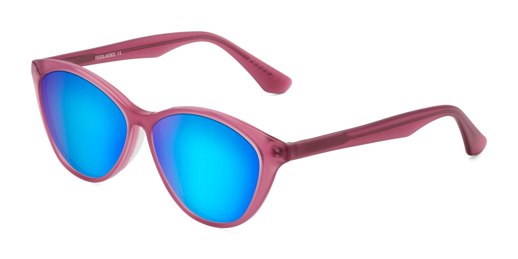 Angle of Casualness in Pink with Blue Mirrored Lenses