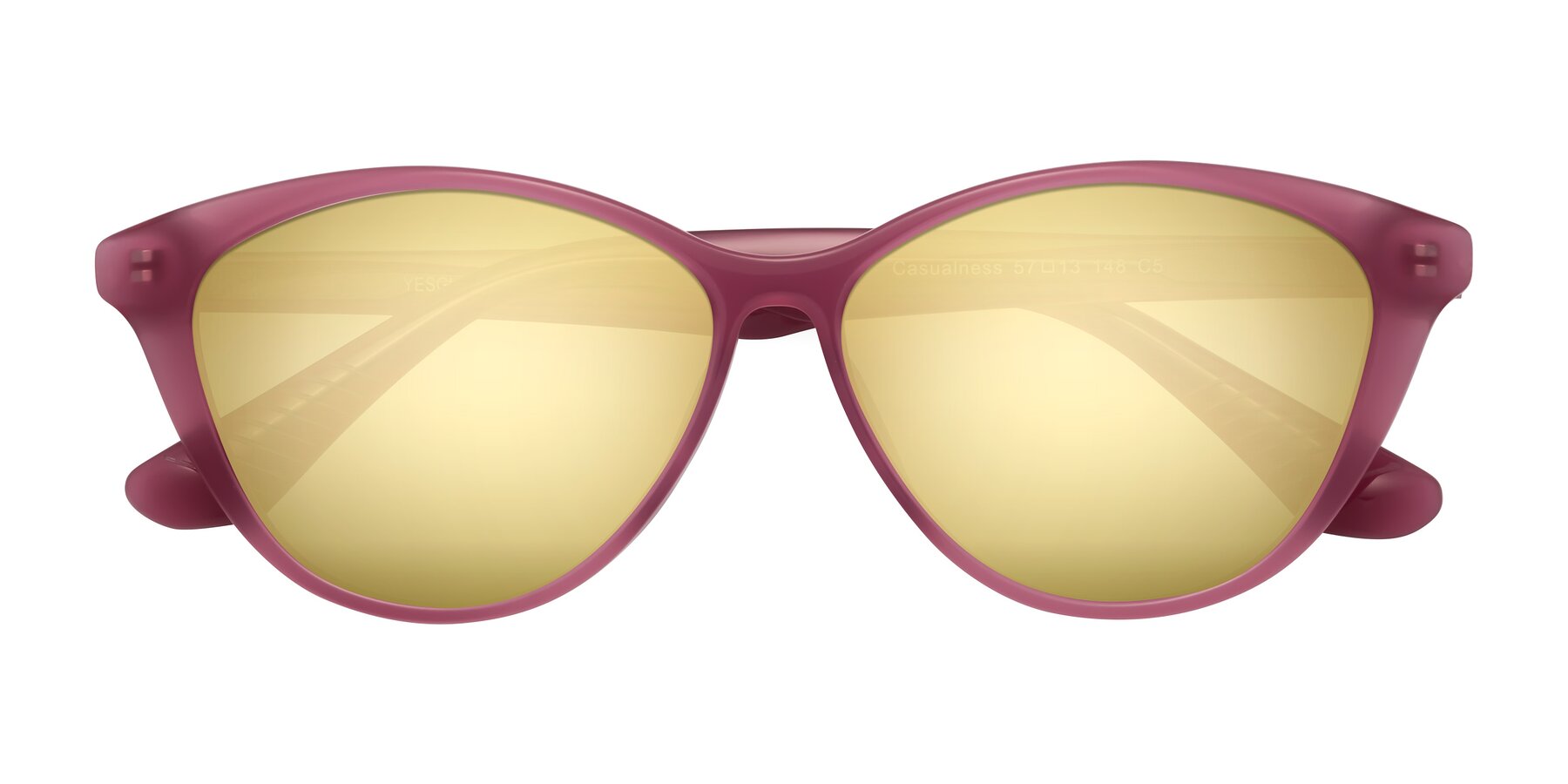 Folded Front of Casualness in Pink with Gold Mirrored Lenses