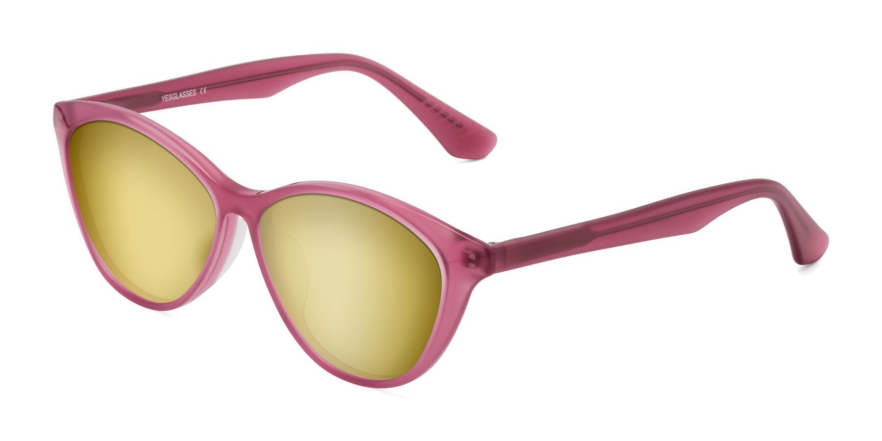 Angle of Casualness in Pink with Gold Mirrored Lenses