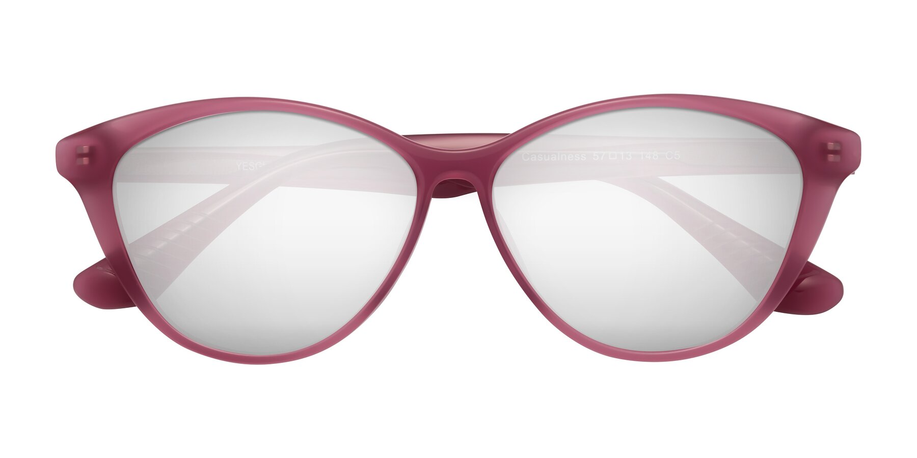 Folded Front of Casualness in Pink with Silver Mirrored Lenses