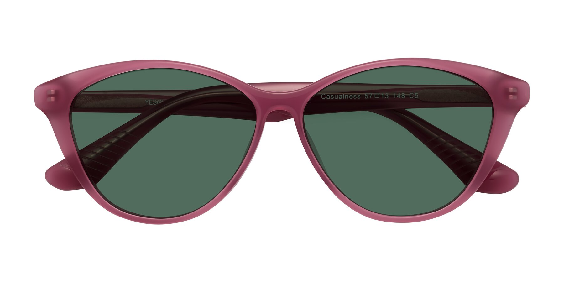 Folded Front of Casualness in Pink with Green Polarized Lenses