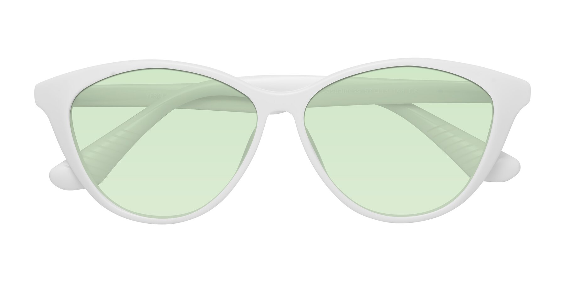 Folded Front of Casualness in Milky White with Light Green Tinted Lenses