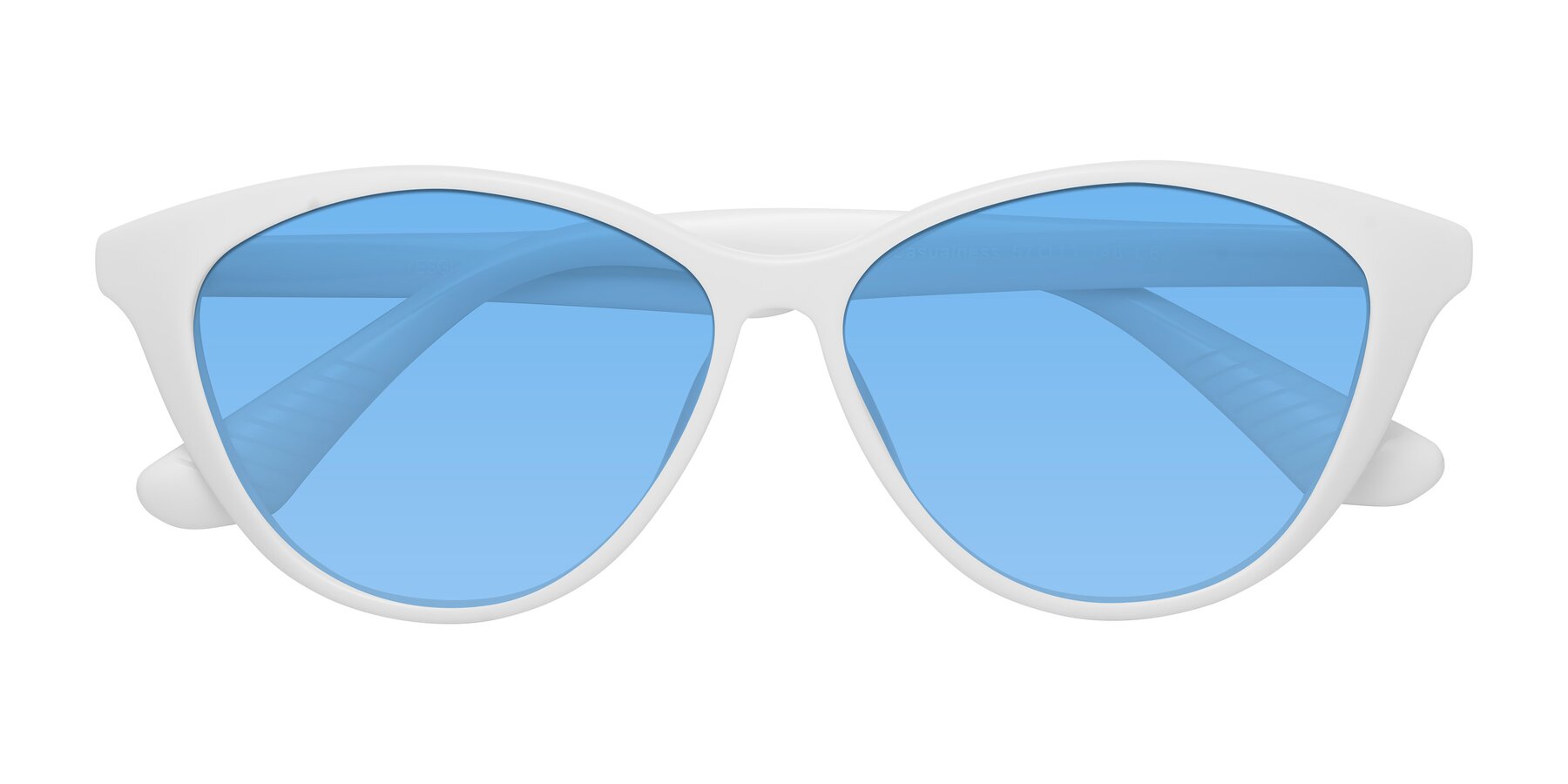 Folded Front of Casualness in Milky White with Medium Blue Tinted Lenses