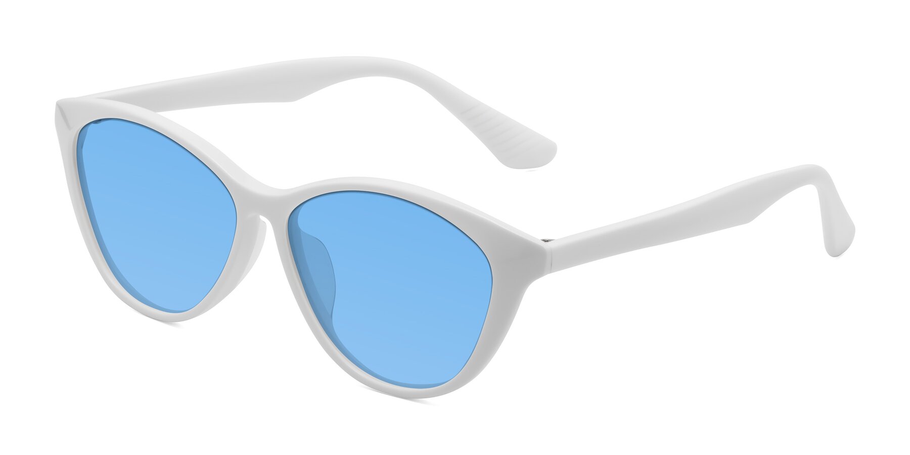 Angle of Casualness in Milky White with Medium Blue Tinted Lenses