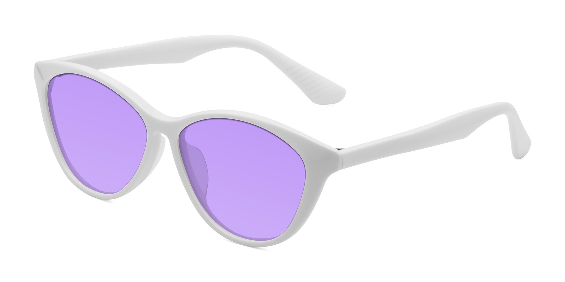 Angle of Casualness in Milky White with Medium Purple Tinted Lenses