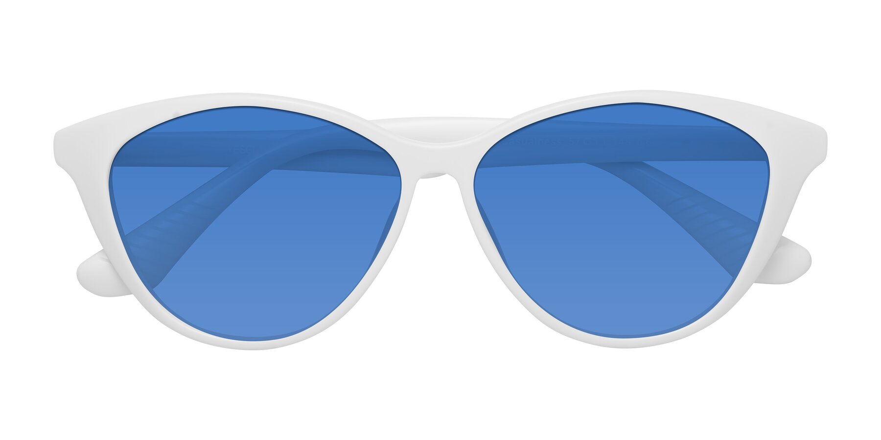 Folded Front of Casualness in Milky White with Blue Tinted Lenses