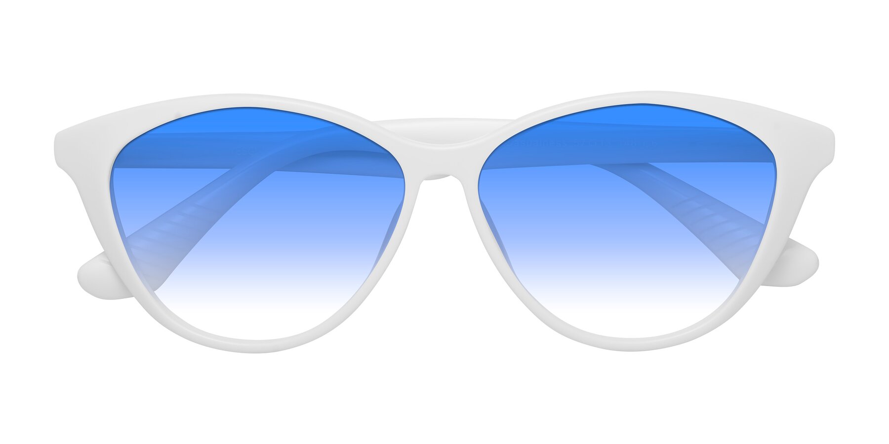 Folded Front of Casualness in Milky White with Blue Gradient Lenses