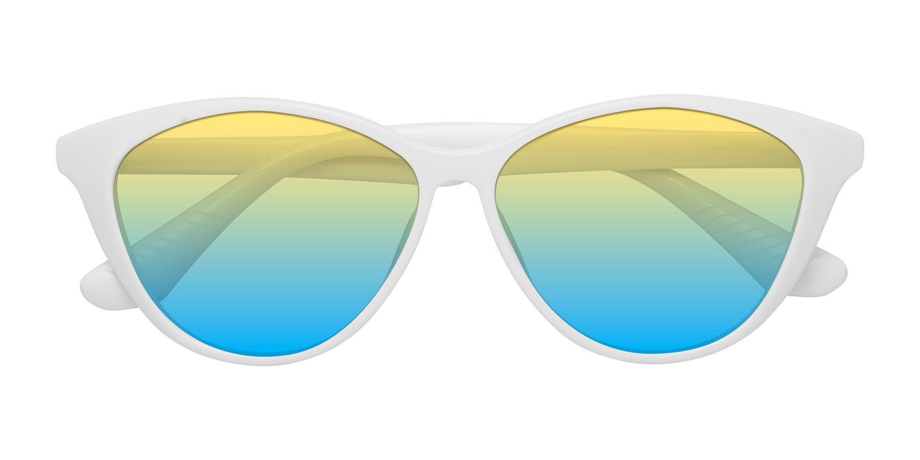 Folded Front of Casualness in Milky White with Yellow / Blue Gradient Lenses