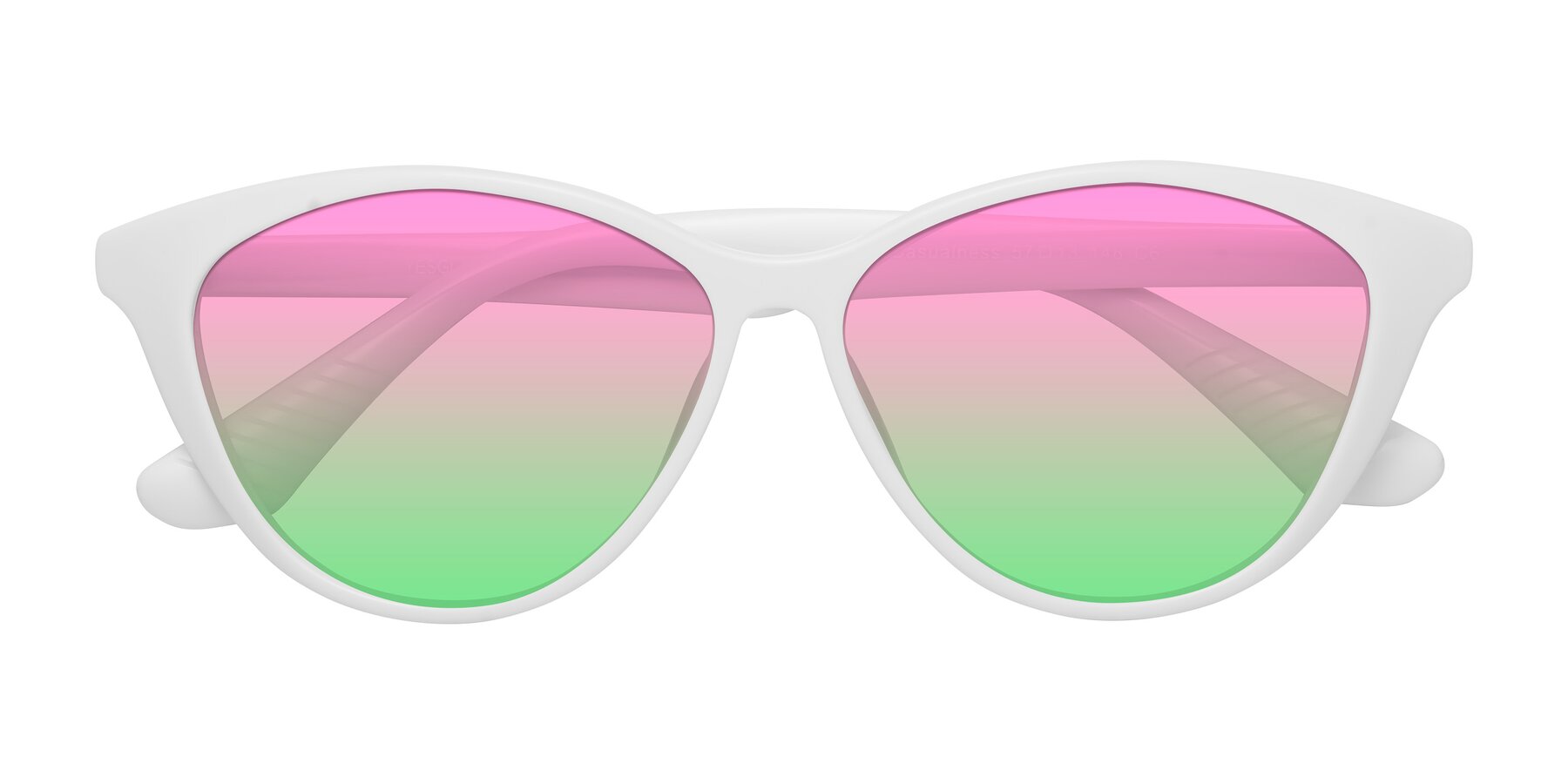 Folded Front of Casualness in Milky White with Pink / Green Gradient Lenses