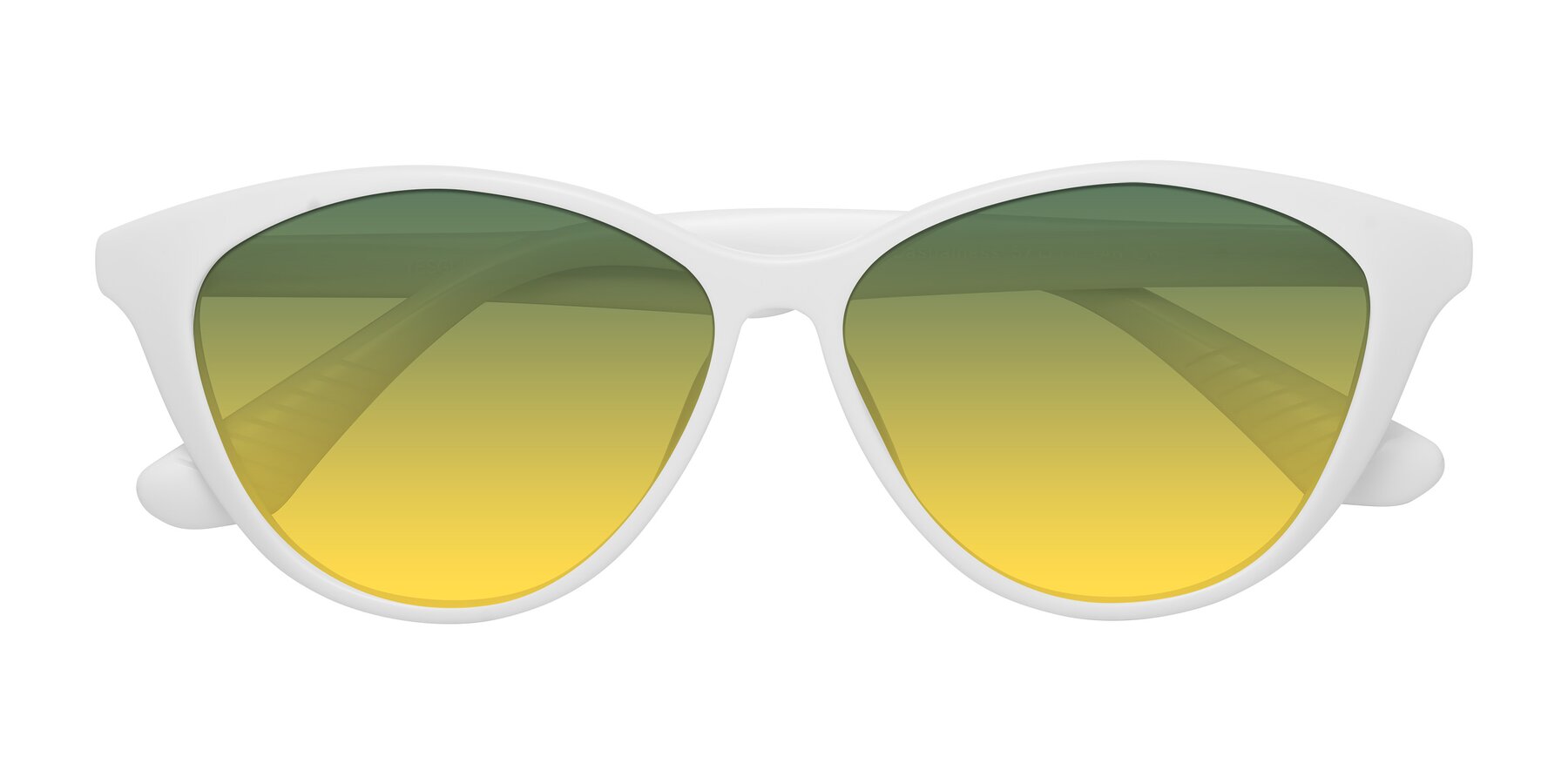 Folded Front of Casualness in Milky White with Green / Yellow Gradient Lenses