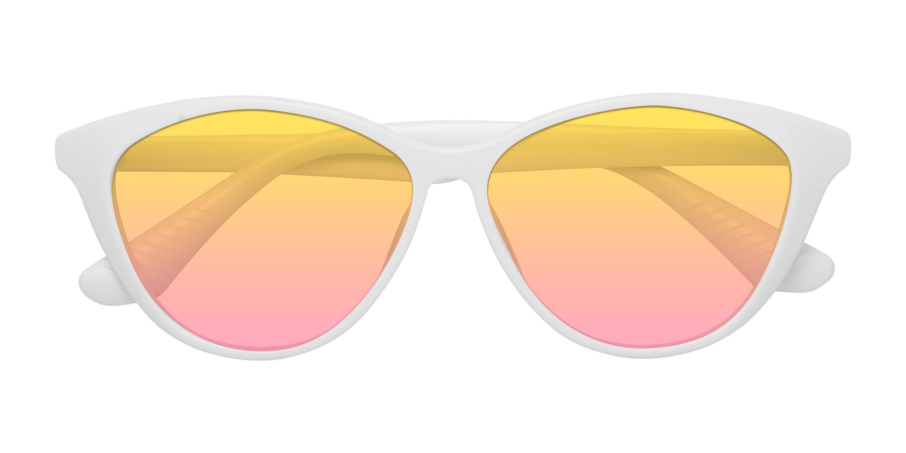 Folded Front of Casualness in Milky White with Yellow / Pink Gradient Lenses