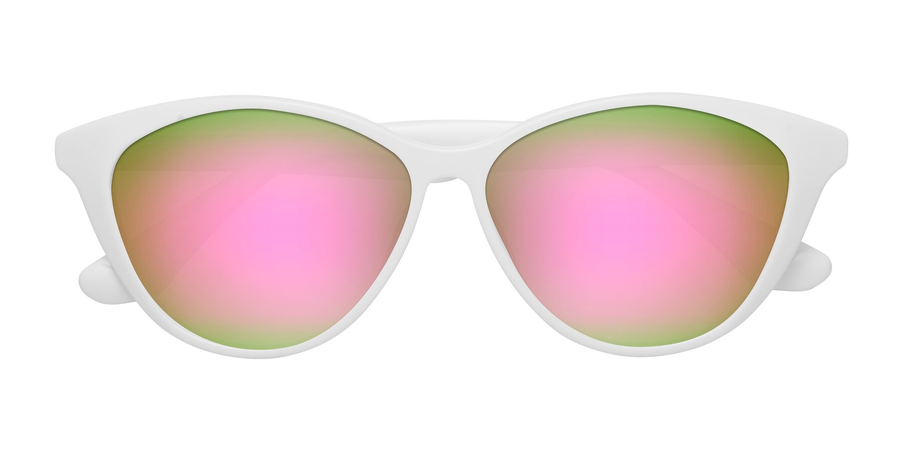 Folded Front of Casualness in Milky White with Pink Mirrored Lenses