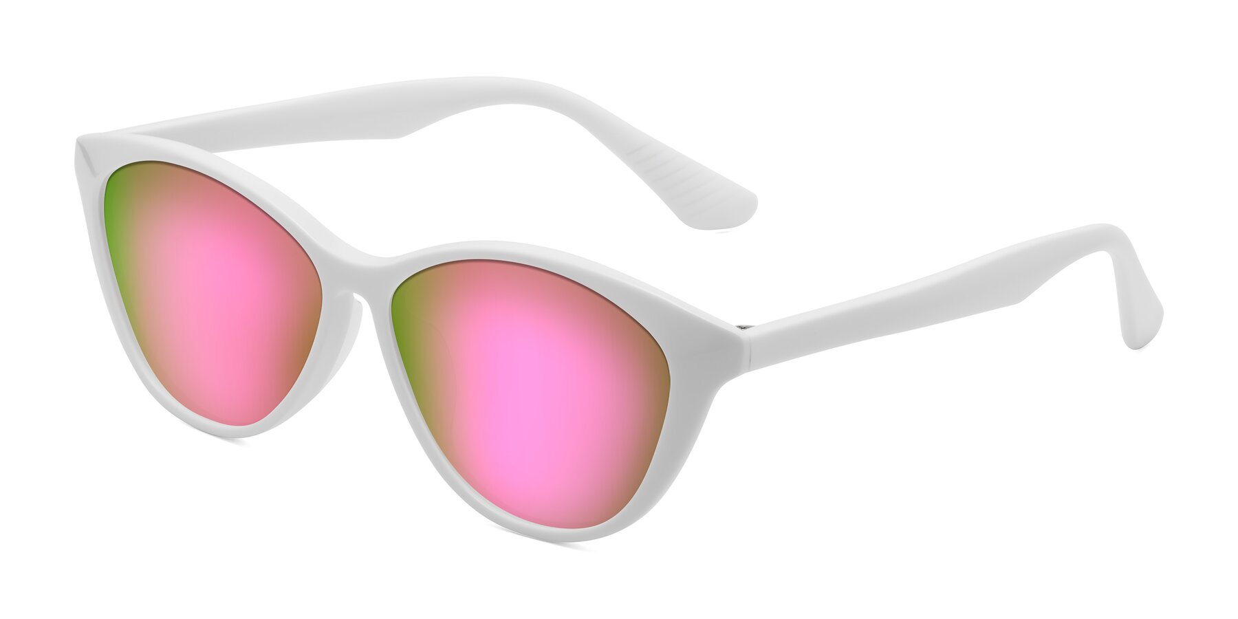 Angle of Casualness in Milky White with Pink Mirrored Lenses