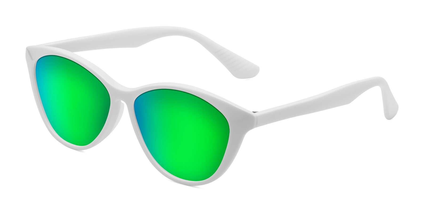 Angle of Casualness in Milky White with Green Mirrored Lenses