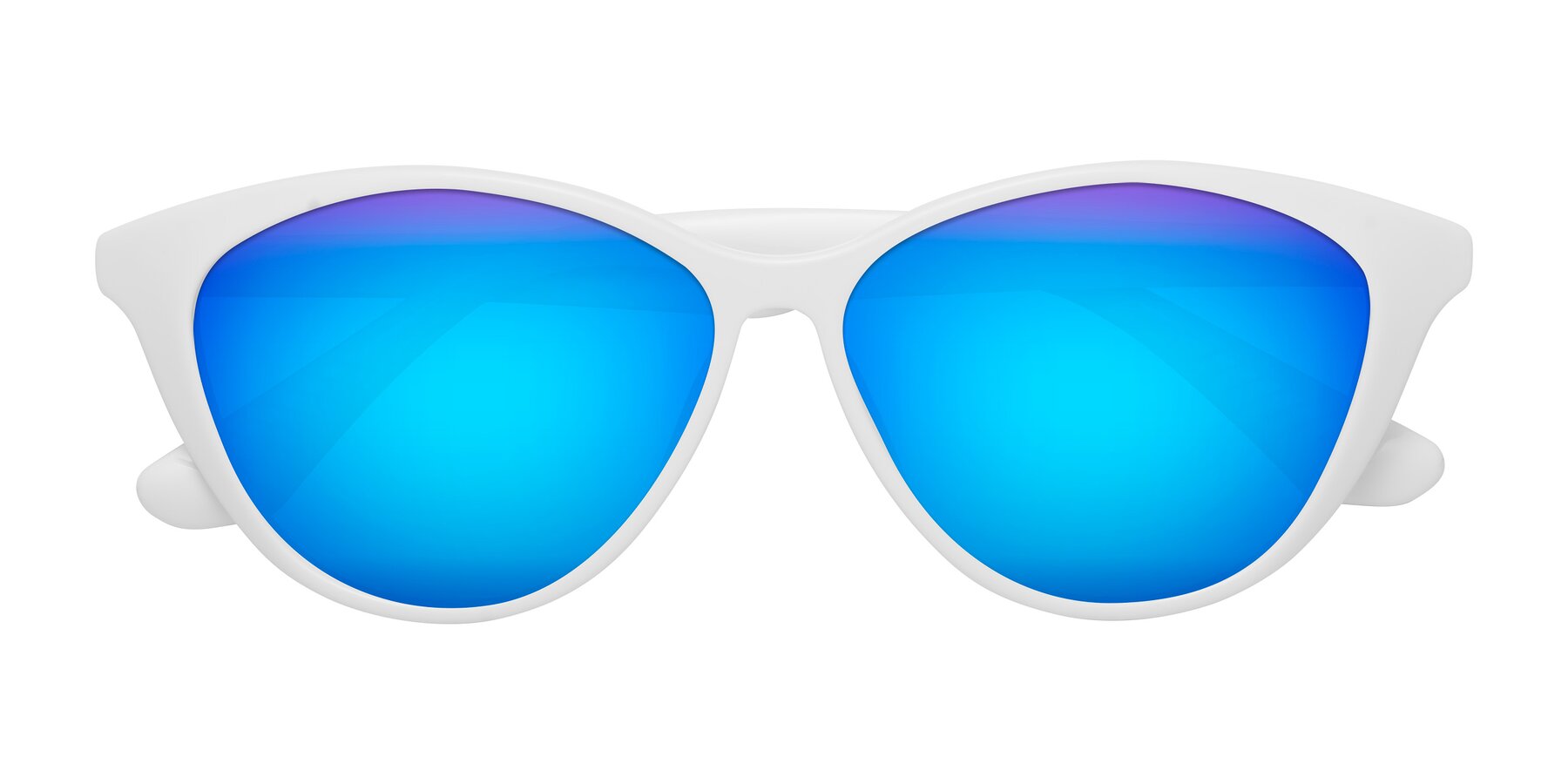 Folded Front of Casualness in Milky White with Blue Mirrored Lenses