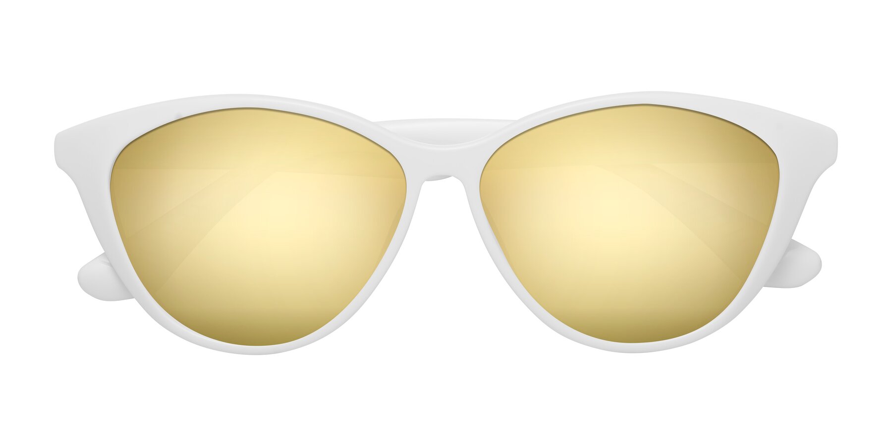 Folded Front of Casualness in Milky White with Gold Mirrored Lenses