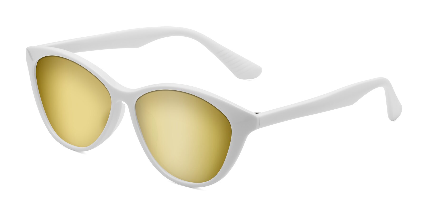 Angle of Casualness in Milky White with Gold Mirrored Lenses