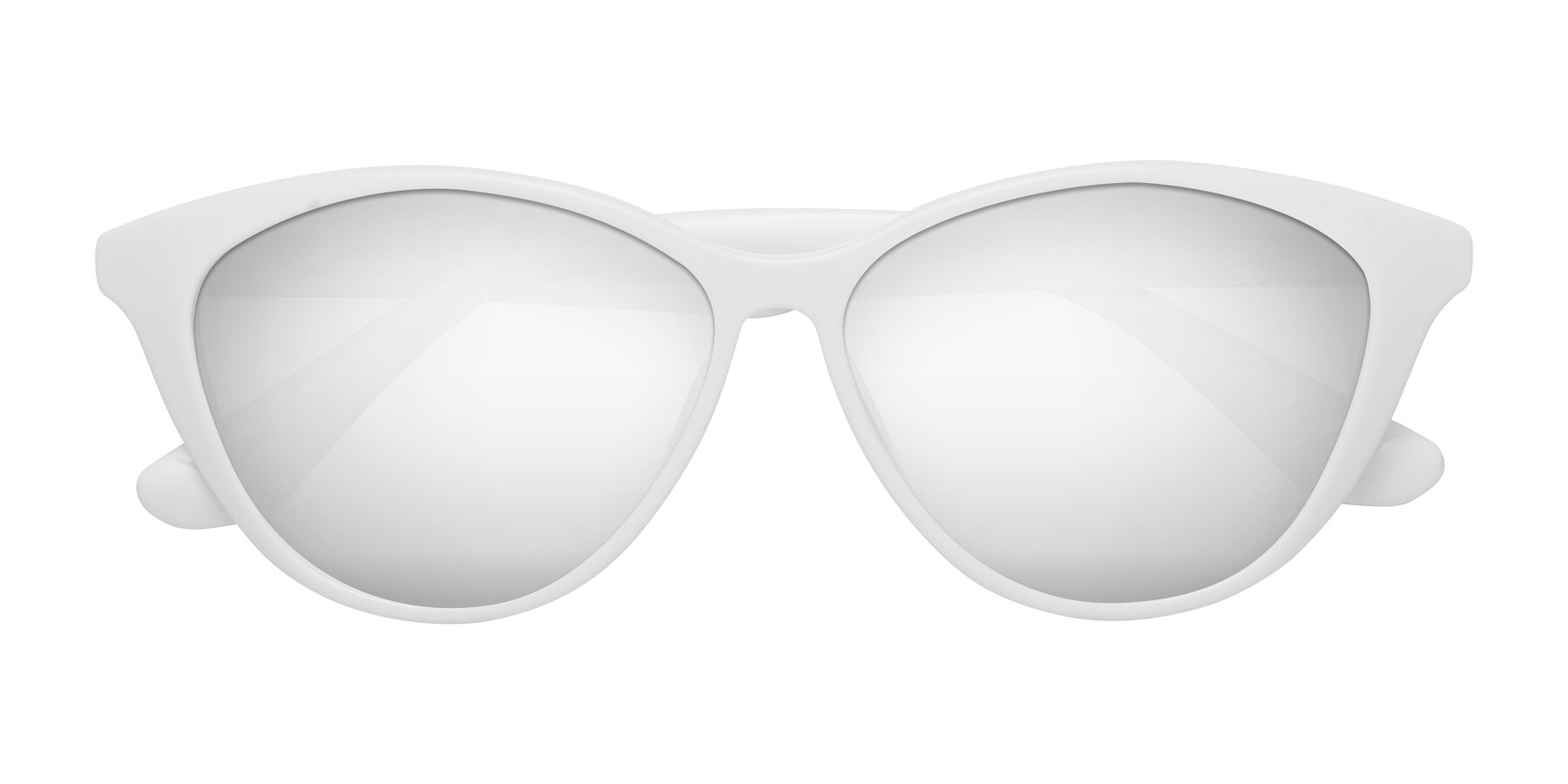 Folded Front of Casualness in Milky White with Silver Mirrored Lenses